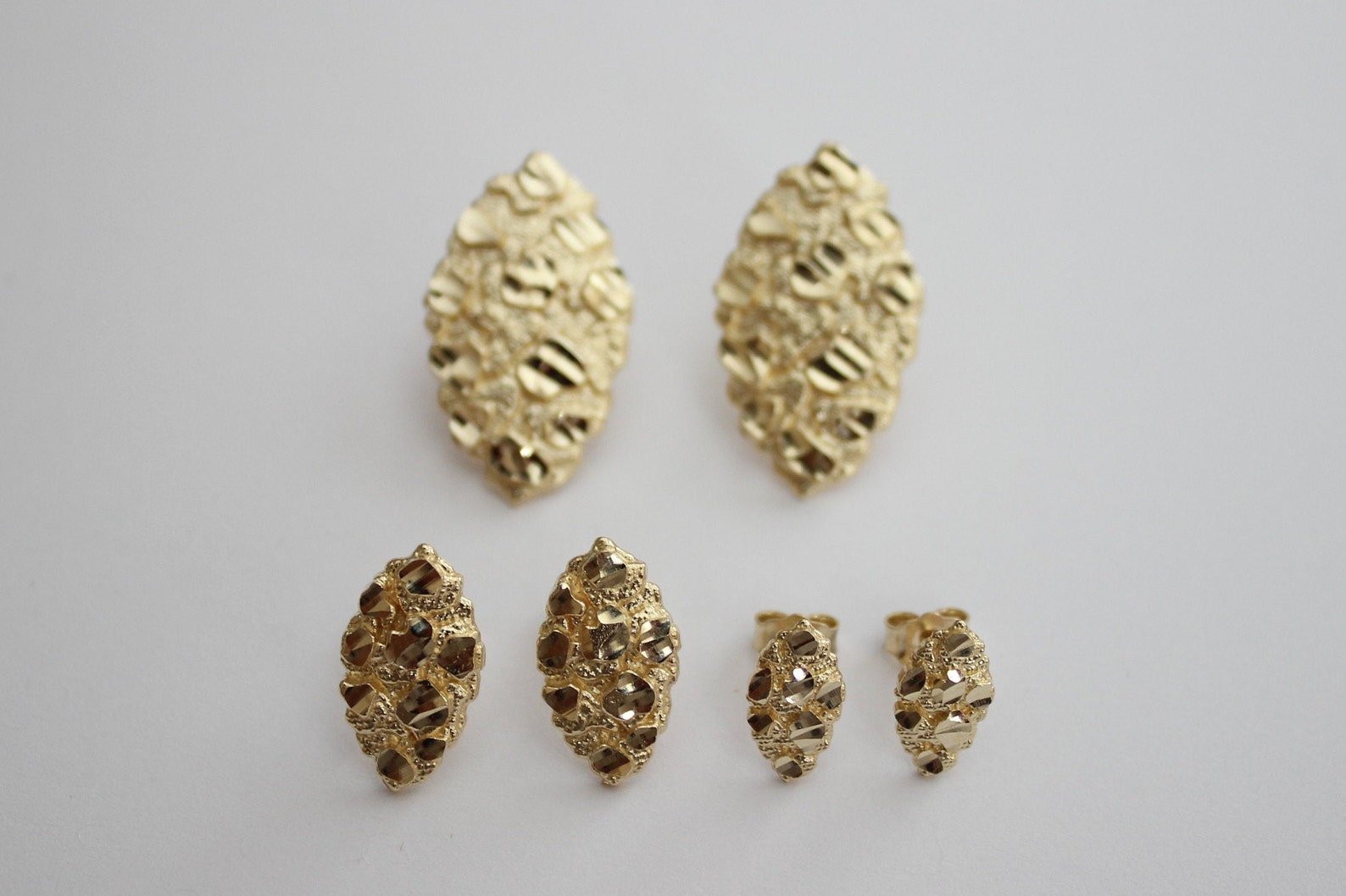 Real gold nugget earrings Clearance