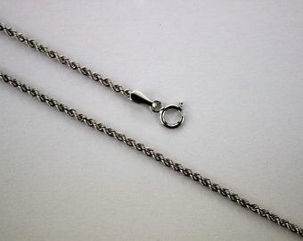 10K White Gold Hollow Rope Twist Link Chain Necklace 1.5mm 16" ~ 30"