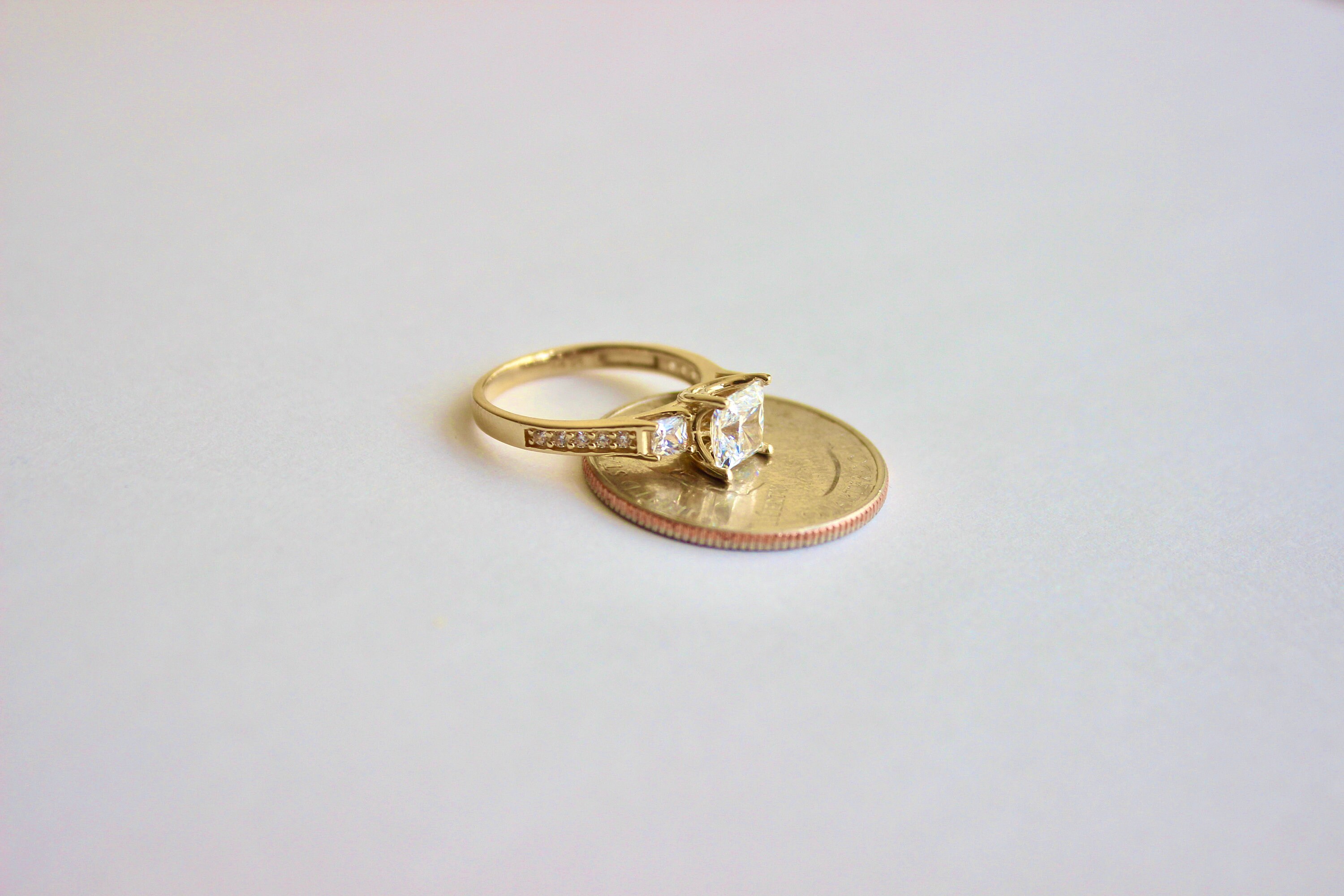 Authentic 14K Yellow Gold Ring With Square Cubic Zirconia - Etsy