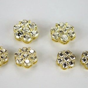 10K Yellow Gold Flower Stud Earrings with CZ 3 sizes