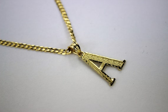 10K Yellow Gold Initial Pendant Charm D/C A ~ Z Alphabet