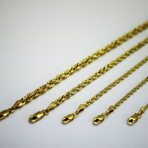 10K Solid Rose Gold Rope Chain Necklace 1.5mm 6mm for Men Etsy