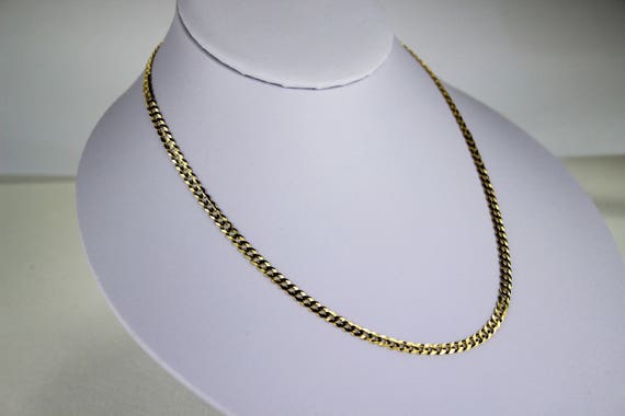 10K 18/" Inch 1mm Solid Yellow Gold Gourmette Miami Cuban Necklace Pendant Chain