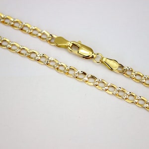 10K Hollow Two Tone Gold Diamond Cut Cuban Chain 3.5mm