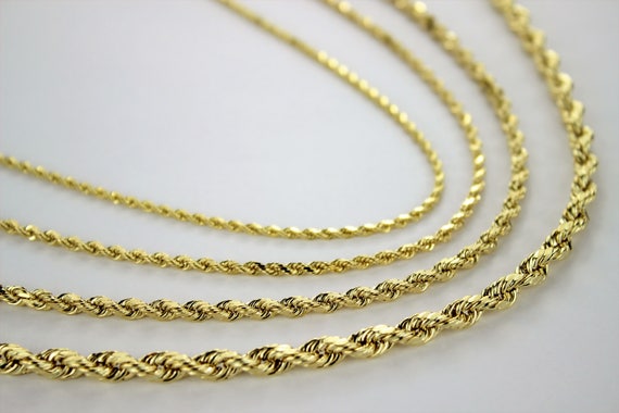 10K Yellow Gold Rope Twist Link Chain 
