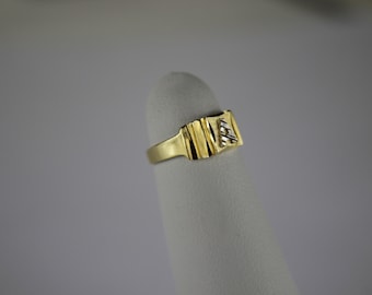 14K Real Yellow Gold Initial Ring for Baby Kids Boys Children A ~ Z