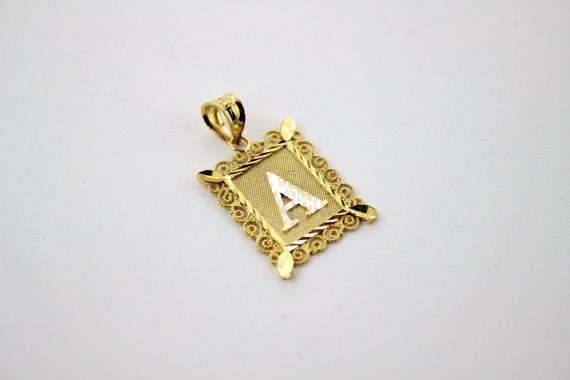 10K Gold Initial Pendant Charm Plate 