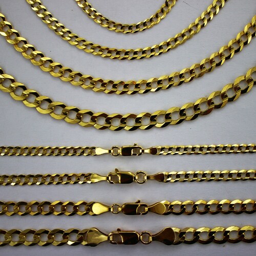 10K Solid Yellow Gold Flat Cuban Link 