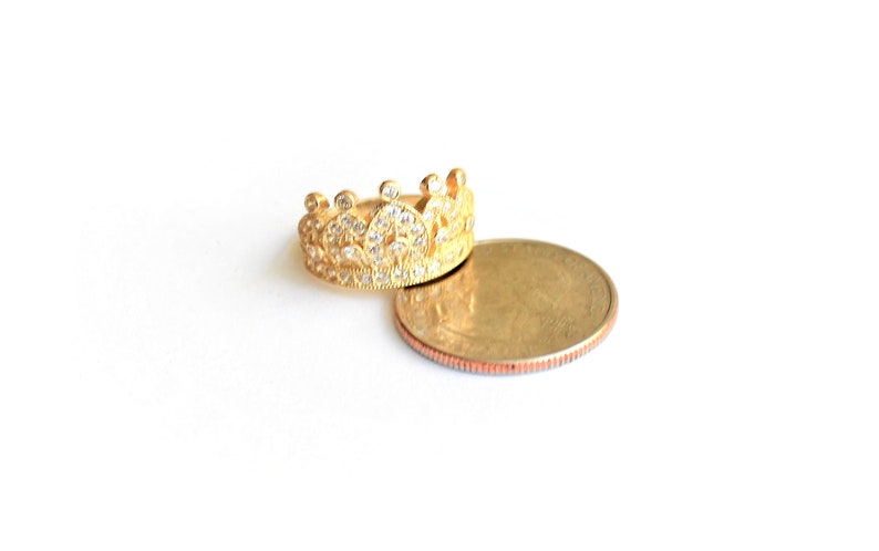 10k Solid Yellow Gold Cubic Zirconia Polished Crown Ring 2 Styles