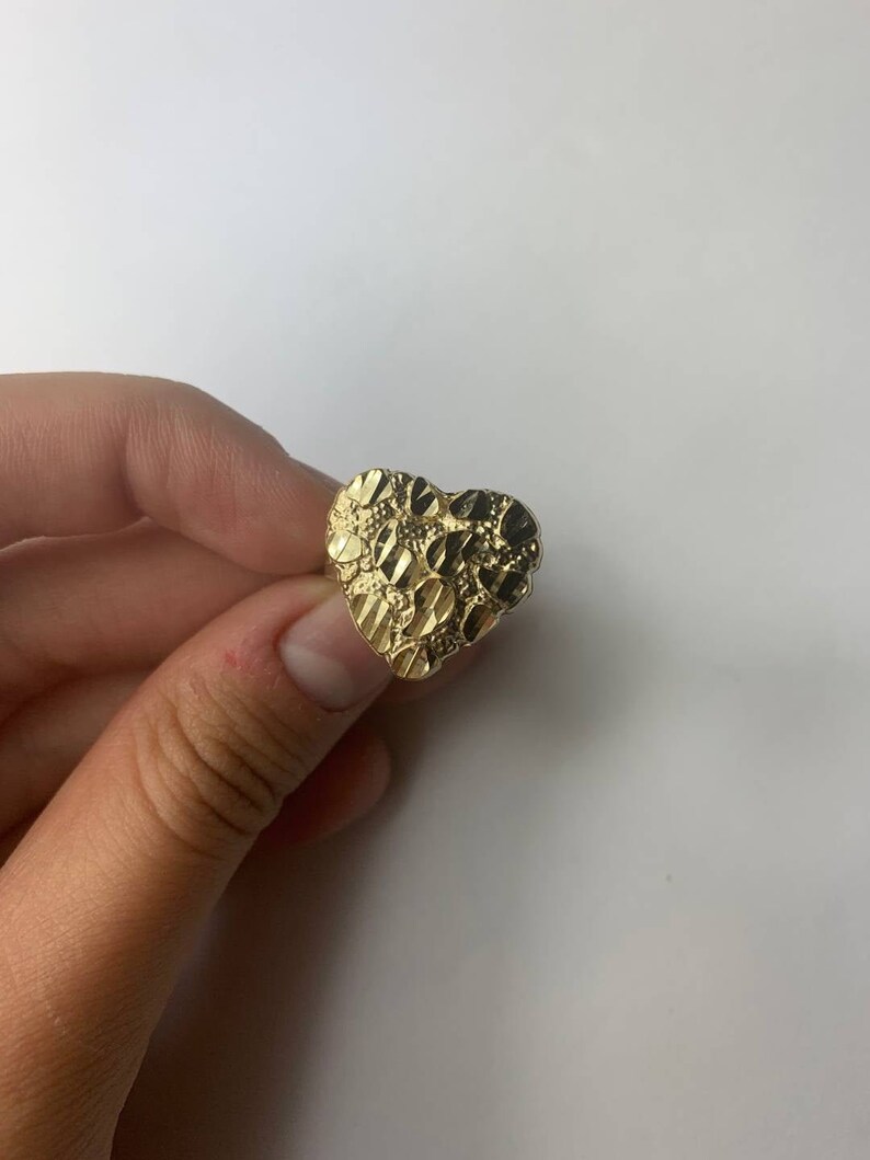 10K Gold Heart Shape Nugget Ring Etsy