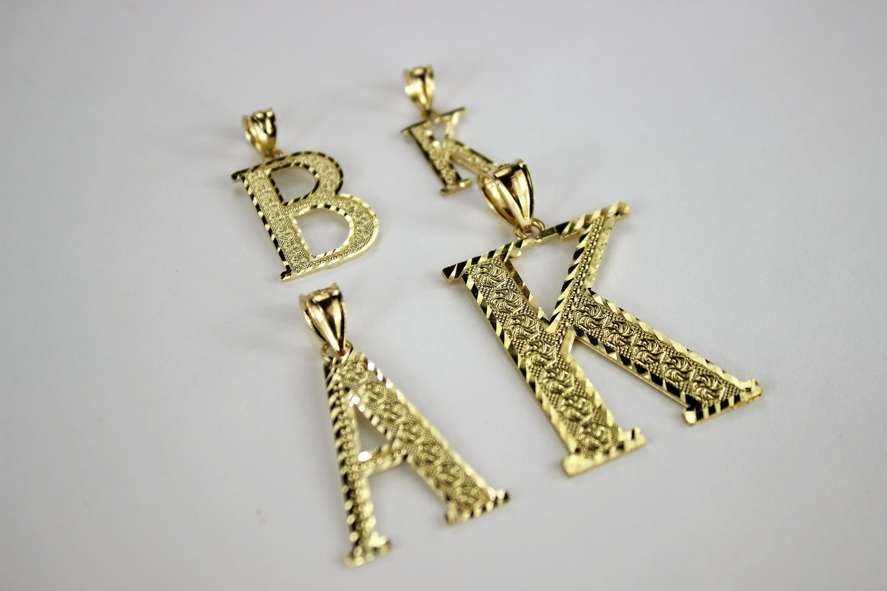 10k Initial Yellow Gold Crown A-Z Alphabet Charm Diamond Cut