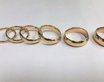 14K Solid Yellow Gold Wedding Band Men Women 2mm ~ 7mm Size 5 ~ 13 Free Engraving