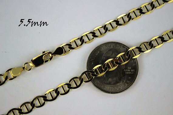 925 Solid Sterling Silver Mariner Chain 22 Inches 3.5 mm 14K Gold Plated 7.3 Grams