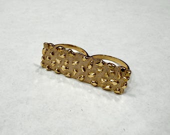 10k gult guld Nugget-stil dubbelfingerring