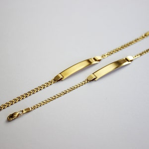 10K Solid Gold ID bracelet for baby kids with Solid Cuban Link 5.5&quot;