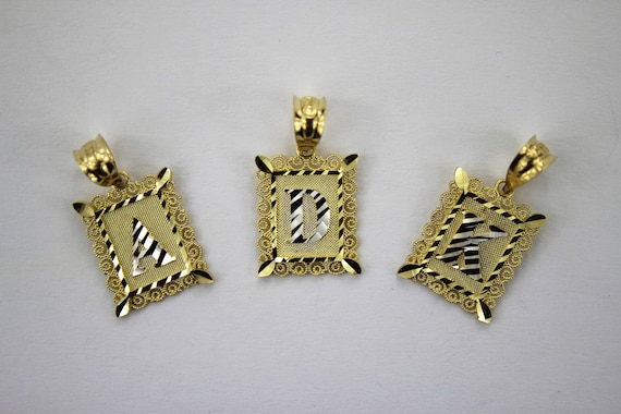 10K Gold Initial Pendant Charm Diamond 