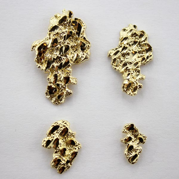 Authentic 10k Solid Yellow Gold Nugget Stud Earrings Men Women Unisex