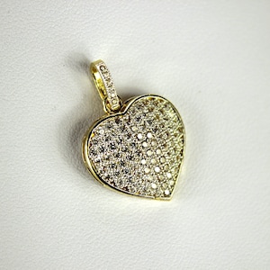 10K Yellow Gold Heart Pendant Charm with CZ 3 sizes