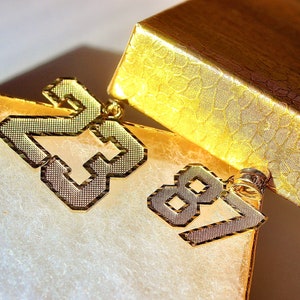 Authentic 10K Yellow Gold Number Two-Digit Pendant Charm Diamond Cut