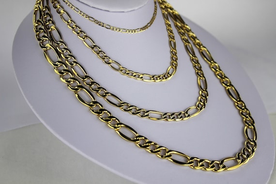 10K REAL YELLOW GOLD 2mm 9.5mm Figaro Chain Pendant Necklace - Etsy