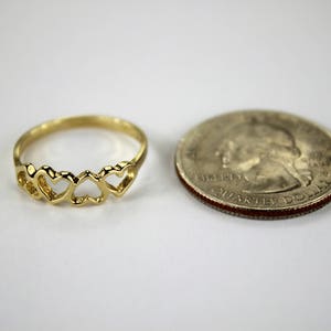 14K Yellow Gold Heart Ring Beautiful for Women Ladies Girl Size 5 ~ 13
