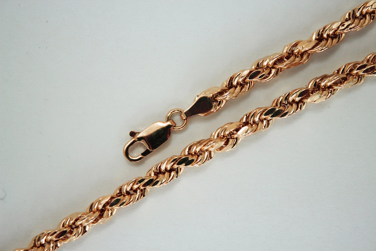 10K Solid Rose Gold Rope Chain Necklace 1.5mm 6mm for Men - Etsy