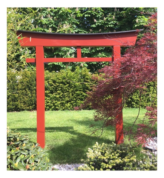 Torii japanisch Garten Holzbogen Torbogen Tor Holz Feng Shui Buddha Asien, Höhe 175 cm, Breite 180 cm, lichte Breite innen 97 cm, rot. Nr 04