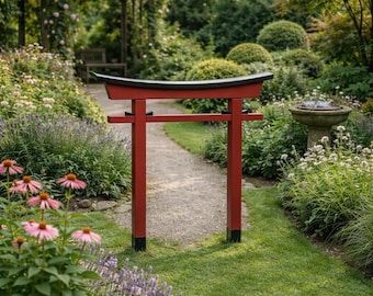 Cancello torii giapponese in legno, arco da giardino, stile Feng Shui, Giappone, Asia, altezza 120 cm, larghezza 100 cm, rosso, modello 022