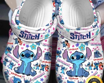 Personalized Lilo Stitch Crocband Clogs Shoes, Clogs Shoes For Men Women and Kid, Funny Clogs Crocs, Crocband, Halloween Gift,F