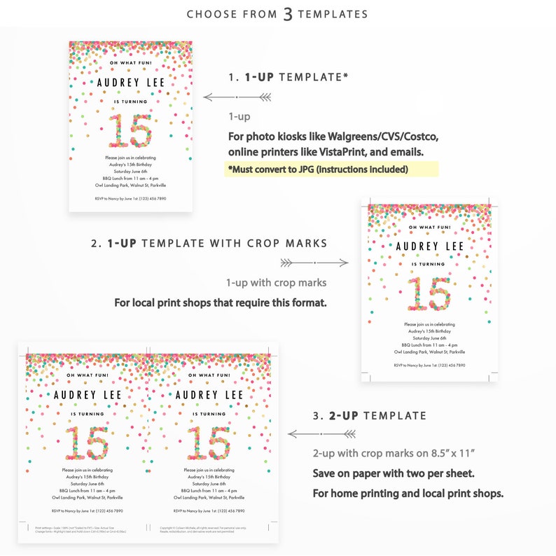 Girl 15th Birthday Invitation Instant Download Printable PDF. - Etsy