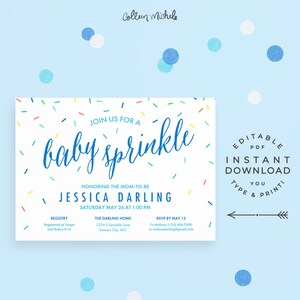 Baby Sprinkle Invitation Boy, Instant Download PDF Printable. Blue Baby ...