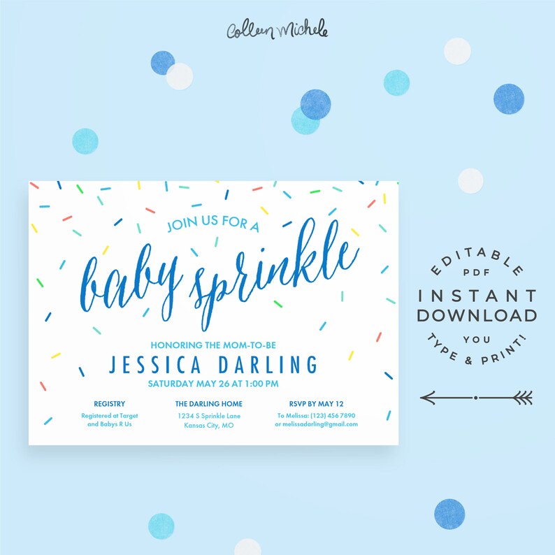Baby Sprinkle Invitation Boy Instant Download Pdf Printable Etsy