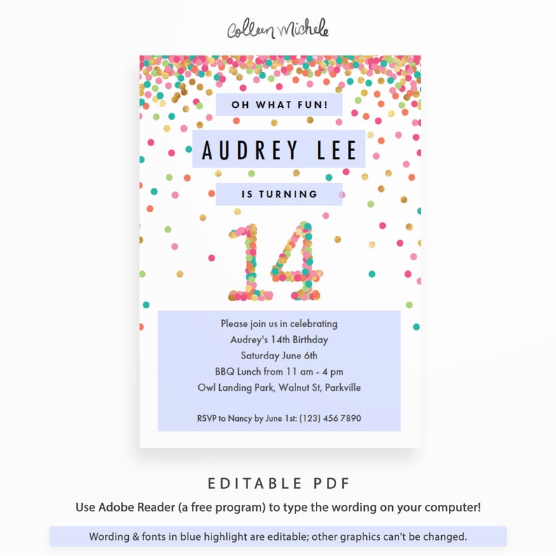 girl-14th-birthday-invitation-instant-download-printable-pdf-etsy