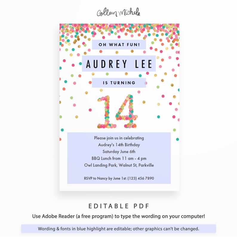 Girl 14th Birthday Invitation Instant Download Printable PDF Etsy girl-14th-birthday-invitation-instant-download-printable-pdf-etsy