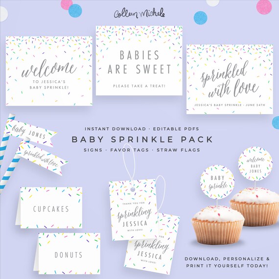Baby Sprinkle Decorations, Instant Download Printables Set: favor tags ...
