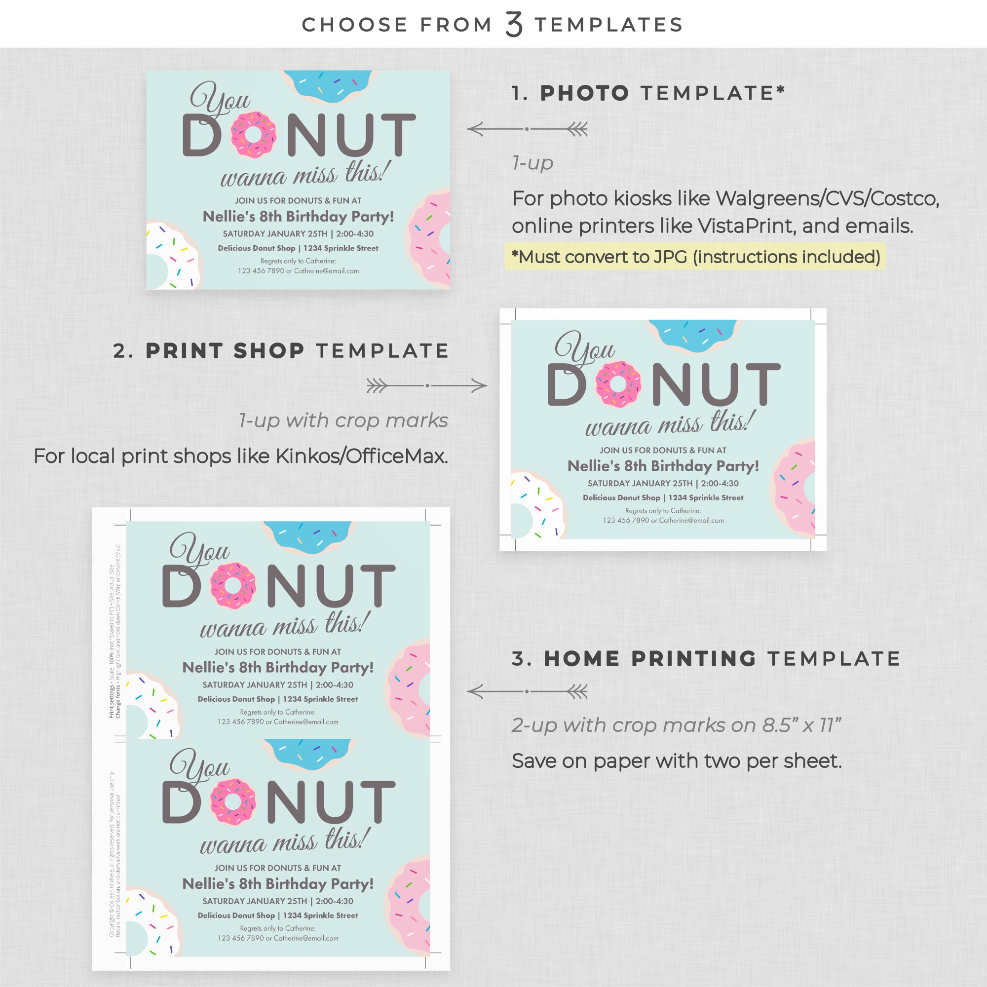 Mint Donut Invitation Instant Download Editable PDF - Etsy Australia