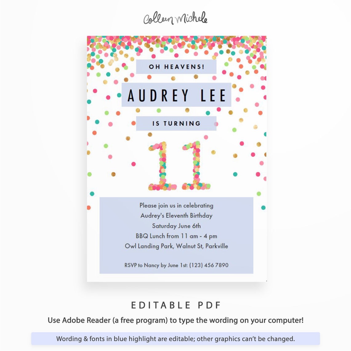 Girl 11th Birthday Invitation Instant Download Printable PDF Etsy girl-11th-birthday-invitation-instant-download-printable-pdf-etsy