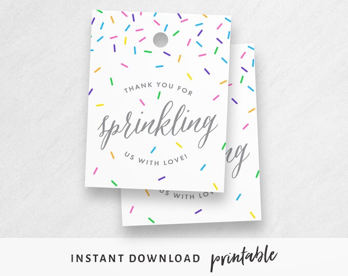 Baby Sprinkle Favor Tag Printable, Thank You Tags for Sprinkle Baby ...