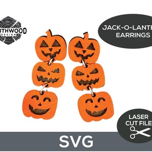 Fichier de boucles d’oreilles SVG Jack-o-Lantern, fichier laser de boucles d’oreilles d’automne, fichier SVG de boucles d’oreilles Glowforge, boucles d’oreilles d’Halloween, boucles d’oreilles coupées au laser à la citrouille