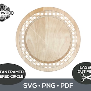 Fichier laser SVG cercle encadré en rotin, fichier découpé au laser Boho Design de canne, cadre circulaire en rotin, fichier en rotin Glowforge, cercle laser de canne