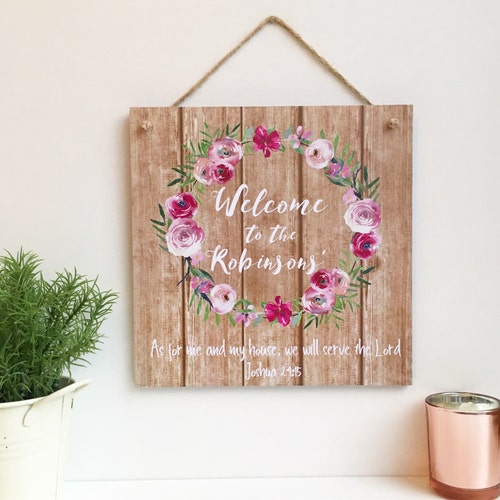 As for Me Door Sign Bible Verse Wreath Religious Decor Etsy