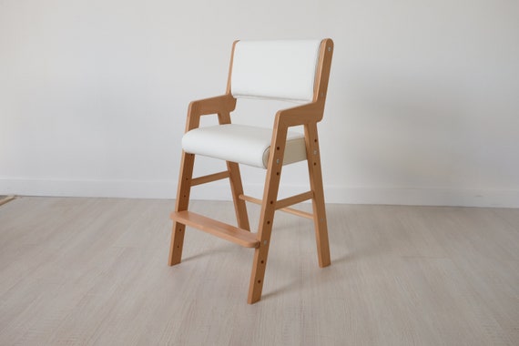 High Chair White Vegan Leather, Leather Chair For Toddler