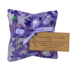 Lavender Sachets for Drawers, Organic Dried Lavender Bud Sachet, Closet Sachets, Bridal Shower Gift, Mother's Day Gift image 1