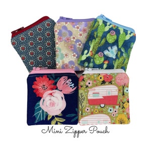 Mini Zipper Pouch: Cotton Coin Purse with Keychain Clip
