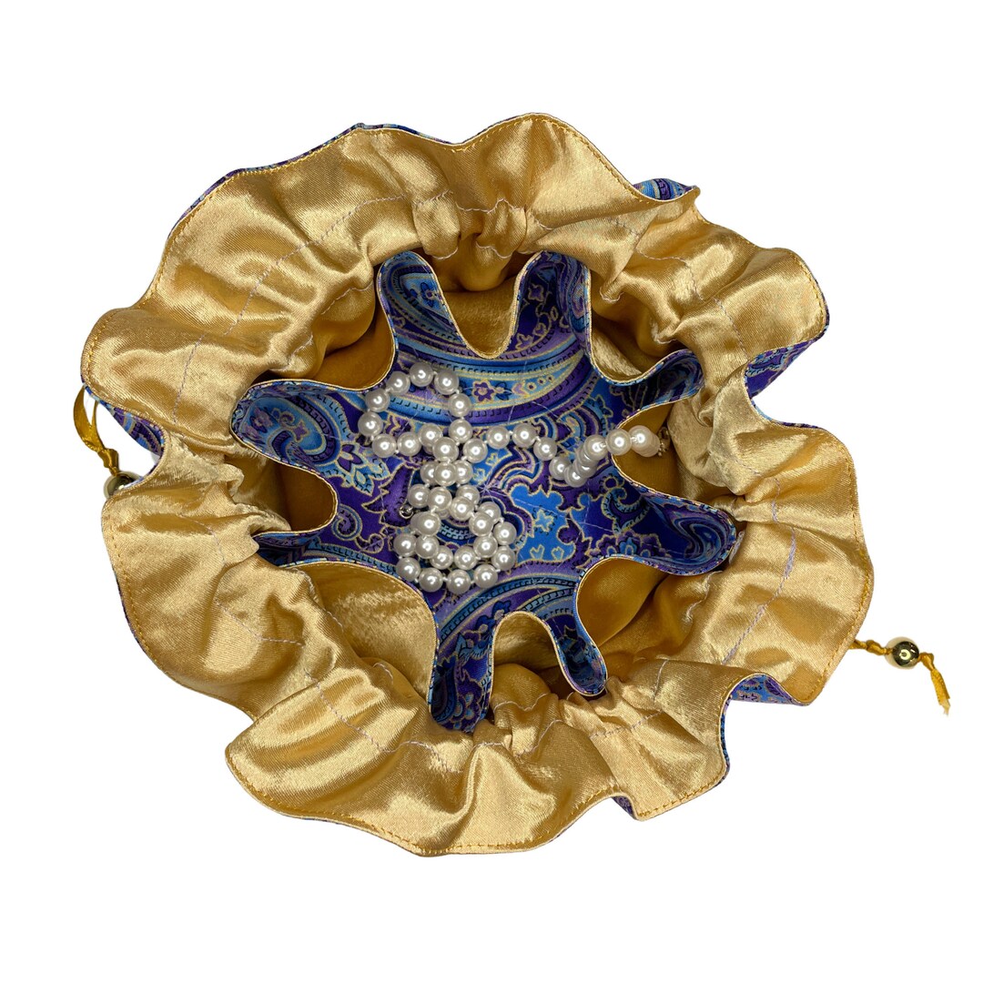ROUND DRAWSTRING POUCH WITH FEATHERS AMSTERDAM JEWEL