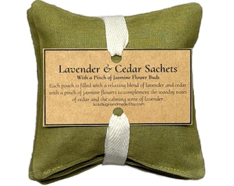 Lavender Cedar Jasmine Sachets: Natural Moth Repellent, Drawer Freshener