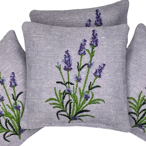 Embroidered Lavender Sachet, Linen Closet Sachet, Natural Lavender Sachet, Gift for Bridal Party, Shower Favor, Birthday Gift for Her