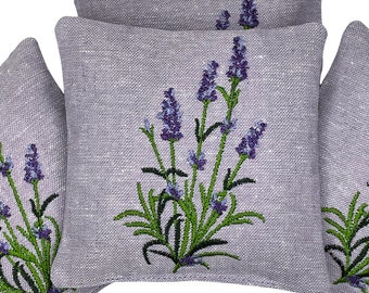 Embroidered Lavender Sachet, Bridal Shower Favor, Linen Closet Sachet, Natural Lavender Sachet, Lavender Wedding Gift, Mother's Day Gift