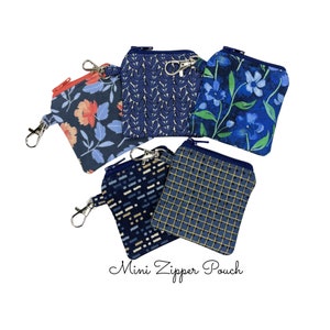Mini Zipper Pouch Keychain: Small Cotton Coin Purse (3x3&quot;)
