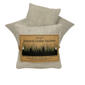 Natural Cedar Sachets, Sachets for Drawers, Natural Cedar for Closets, Aromatic Sachet, Natural Moth Repellent, Housewarming Gift